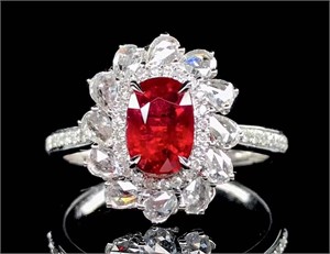 1.08ct Pigeon Blood Ruby Ring, 18k Yellow Gold