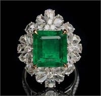 Natural Emerald Ring, 18k gold