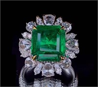 4.58ct Natural Emerald Ring, 18k gold