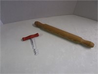 Early cork screw & rolling pin