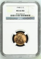 1948-S One Cent NGC MS 66 RD