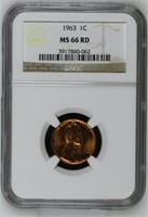1963 One Cent NGC MS 66 RD