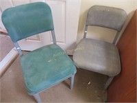 Two Upholstered Metal Side Chairs