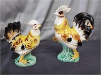 2  Piece Handpainted Hen and Rooster