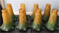 Set of 8 Yellow To Green Ombre Glass Shades AS IS