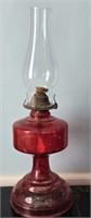 Vintage Red & Clear Glass Kerosene Lantern