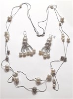 DBL STRAND NECKLACE WITH EARRINGS