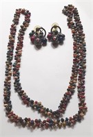MULTI COLOR BEAD NECKLACE WITH EARRINGS