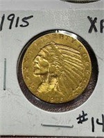 1915 $5 Indian Head Gold Coin - XF