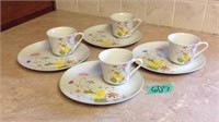 Floral Set of 4 China snack trays