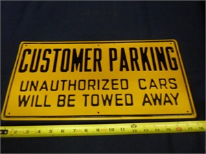 VINTAGE CUSTOMER PARKING ONLY SIGN - ONE SIDED