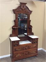 VICTORIAN EAST LAKE STYLE MARBLE TOP DRESSER &