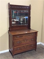 EAST LAKE STYLE, 3 DRAWER DRESSER & MIRROR