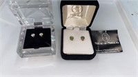 CZ Pierced earrings and House of Nikolas green