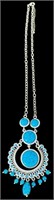 Turquoise Simulated Chandlier Necklace