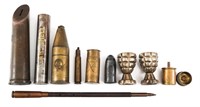 WWI - WWII WORLD MILITARY TRENCH ART LOT