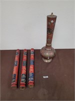 3x Antique Fire extinguishers and vintage brass