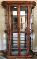 78" Oak Lighted Glass Shelf Curio Cabinet