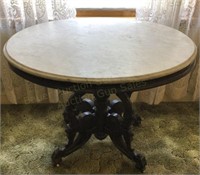 36" Oval Marble Top Lamp Table