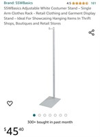 SSWBasics Adjustable White Costumer Stand –