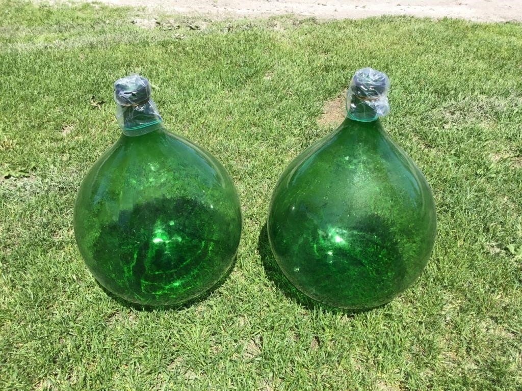 Lg. Green Glass Jugs