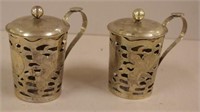 Pair of vintage Chinese silver teacup holders