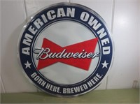 Metal Budweiser Sign, 22"