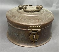 11" Copper Antique Persian Spice Lock Box