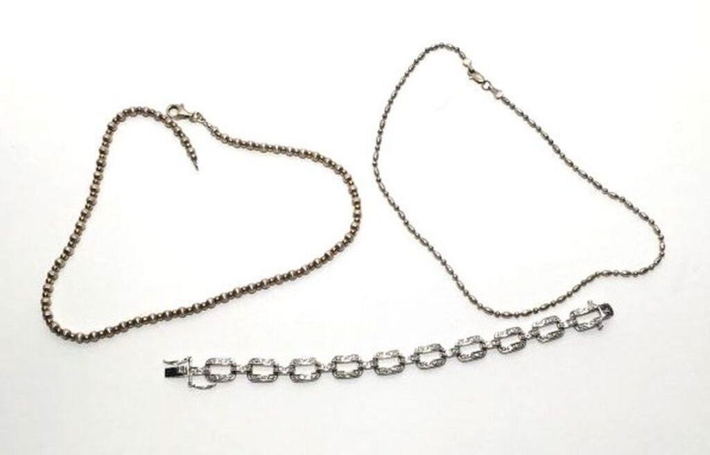 Sterling Necklace & Bracelet Lot of 3