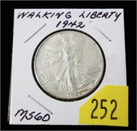 1942 Walking Liberty half dollar, Unc.