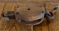 Small wooden pulley