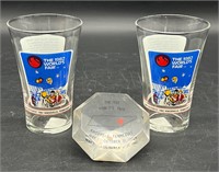 1982 KNOXVILLE TN WORLD FAIR PAPER WEIGHT &GLASSES