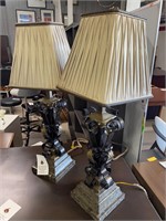 Maitland smith lamp pair taupe shades