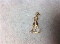 14kt Gold Golfer Charm - Moveable