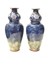 Pair large early Royal Doulton stoneware vases