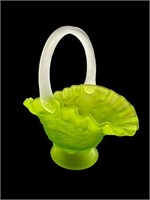 8 “ Green Satin Glass Basket