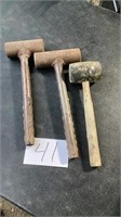 2 Very heavy duty hammers , and rubber mallet