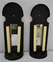 Antique Metal Candle Sconces w Mirror