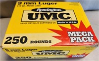 P - REMINGTON UMC 9MM LUGER 250 ROUNDS (Q92)