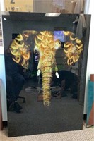 Huge art print on glass of an elephant head