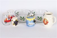 Vintage Holly Leaf Bowls, Crock Pitcher, Glassware