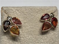 $2000 14K Gold Sapphire Diamond Earrings 16-JM27