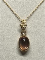 $2500 14kt Gold Sapphire Diamond Necklace 17-JM27