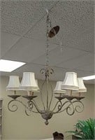 Painted chandelier with lampshades