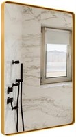 W238  HESONTH Gold Metal Wall Mirror, 22" x 30