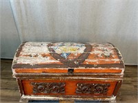 Antique Dome Top Painted Trunk w/Accents ASIS