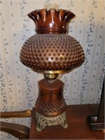 Vintage glass hobnail converted oil lamp