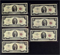 6-consecutive 1963-$2 Red Seal Notes
