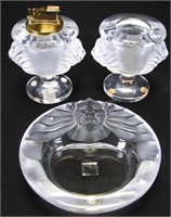 Lalique 'Tete De Lion' Crystal Smoking Set
