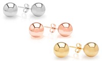 Set of 3 x 14K Gold Pl Sterling Silver Earrings